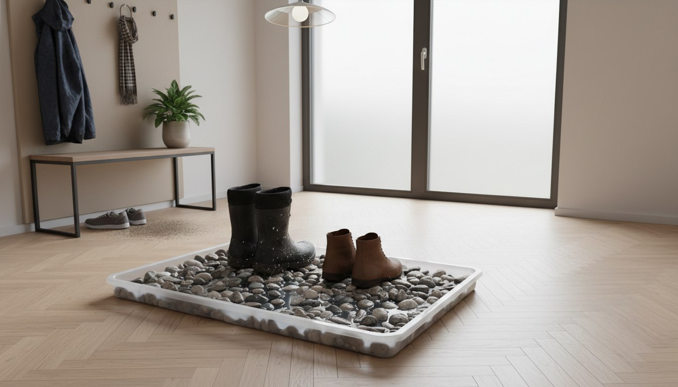 Das Ende der Pfützen-Parade im Hausflur