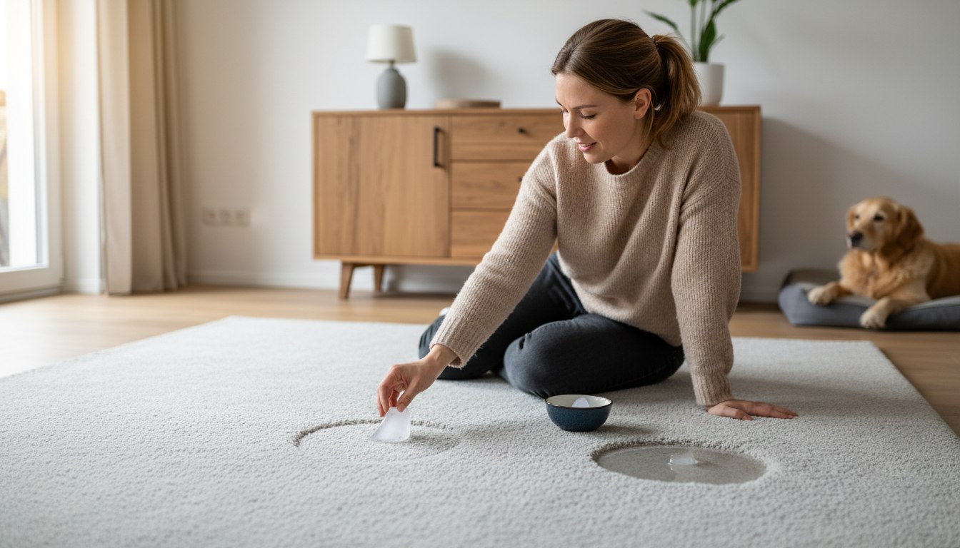 Der Eiswürfel-Trick: Wie Sie hässliche Druckstellen im Teppich einfach „wegschmelzen“