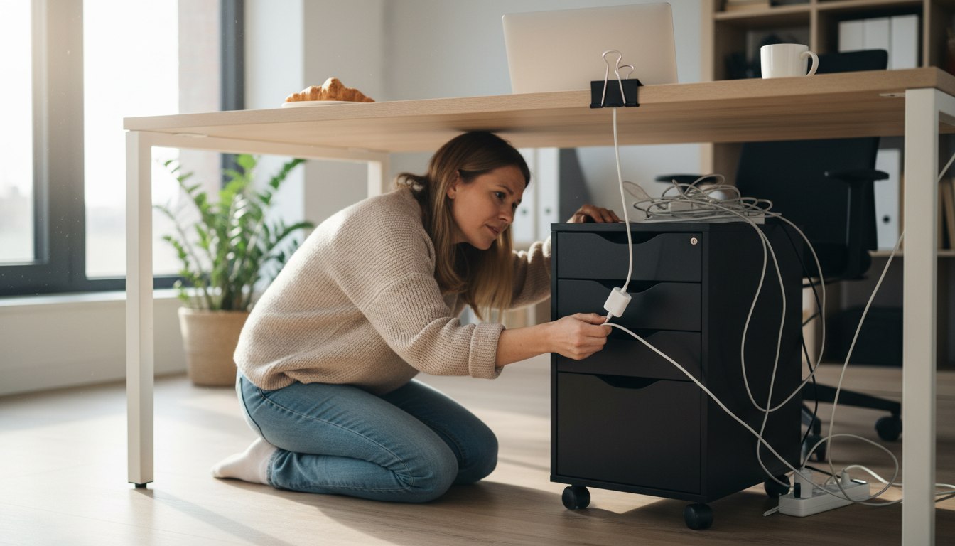 Schluss mit dem Tauchgang unterm Schreibtisch: Der einfache Trick gegen rutschende Kabel