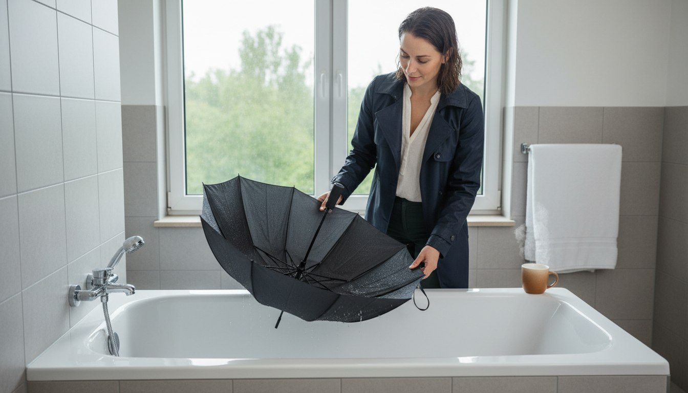 Warum der nasse Schirm nicht direkt in den Ständer gehört