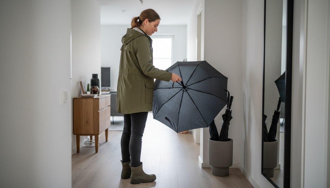 Das unterschätzte Schicksal des nassen Regenschirms im Flur