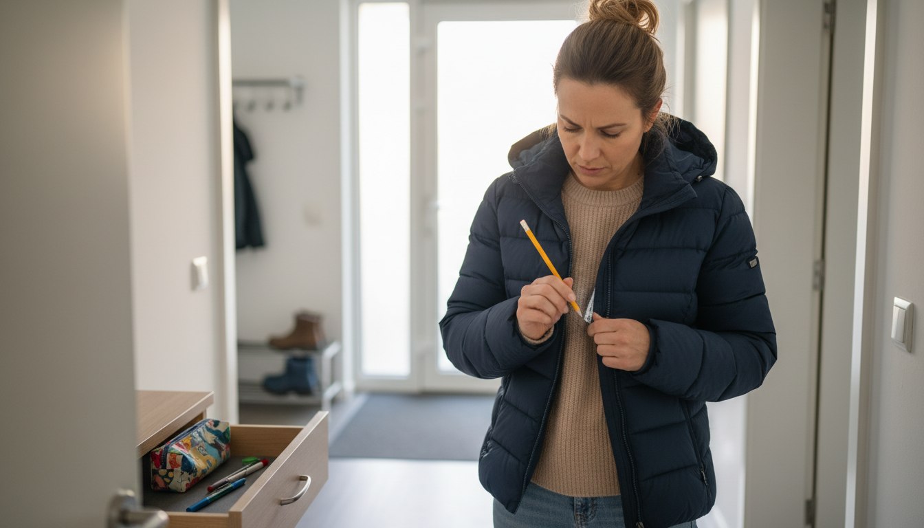 Wenn der Reißverschluss klemmt: Ein Griff in das Federmäppchen rettet die Winterjacke