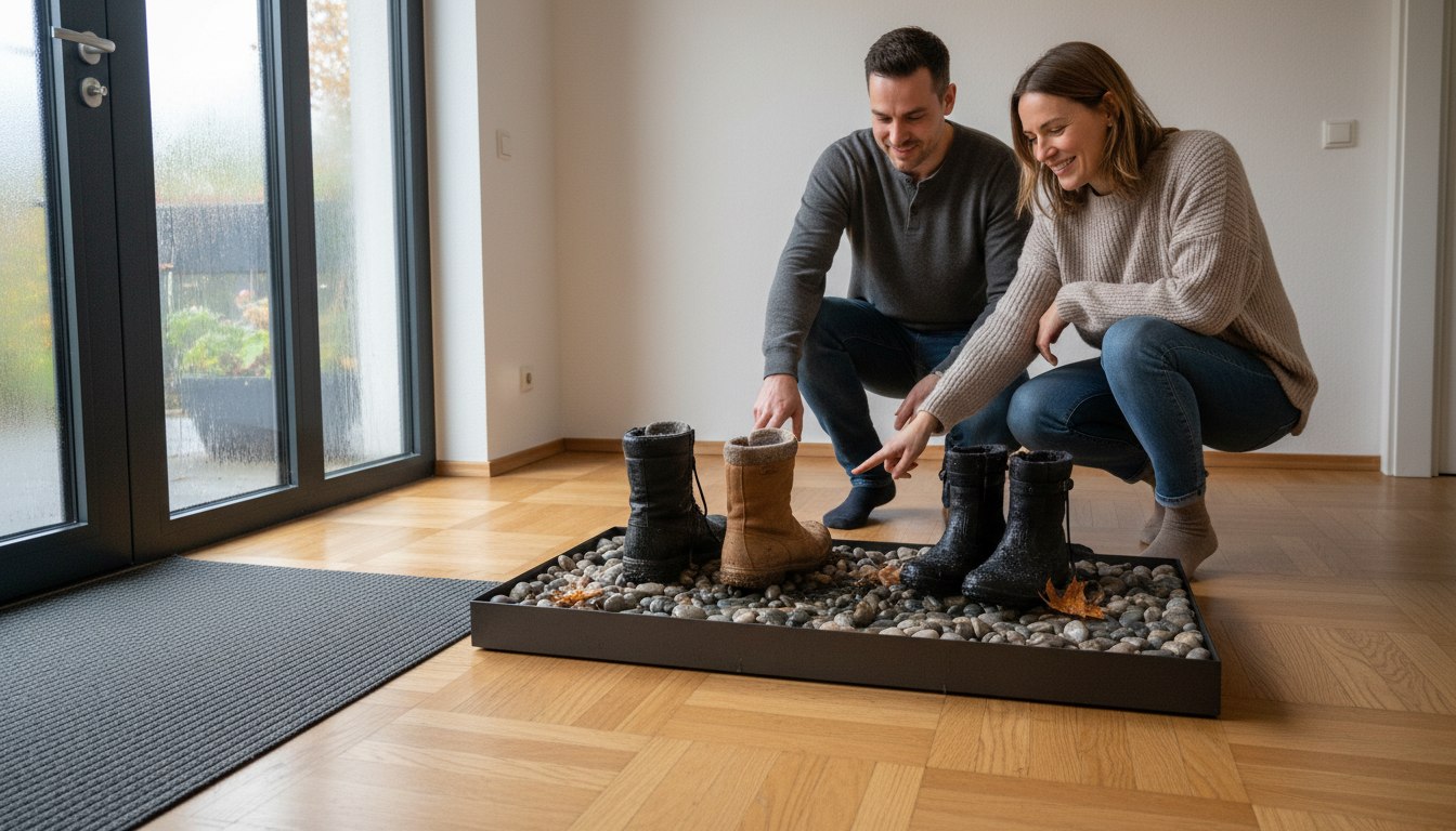Warum Kieselsteine im Flur das Parkett retten