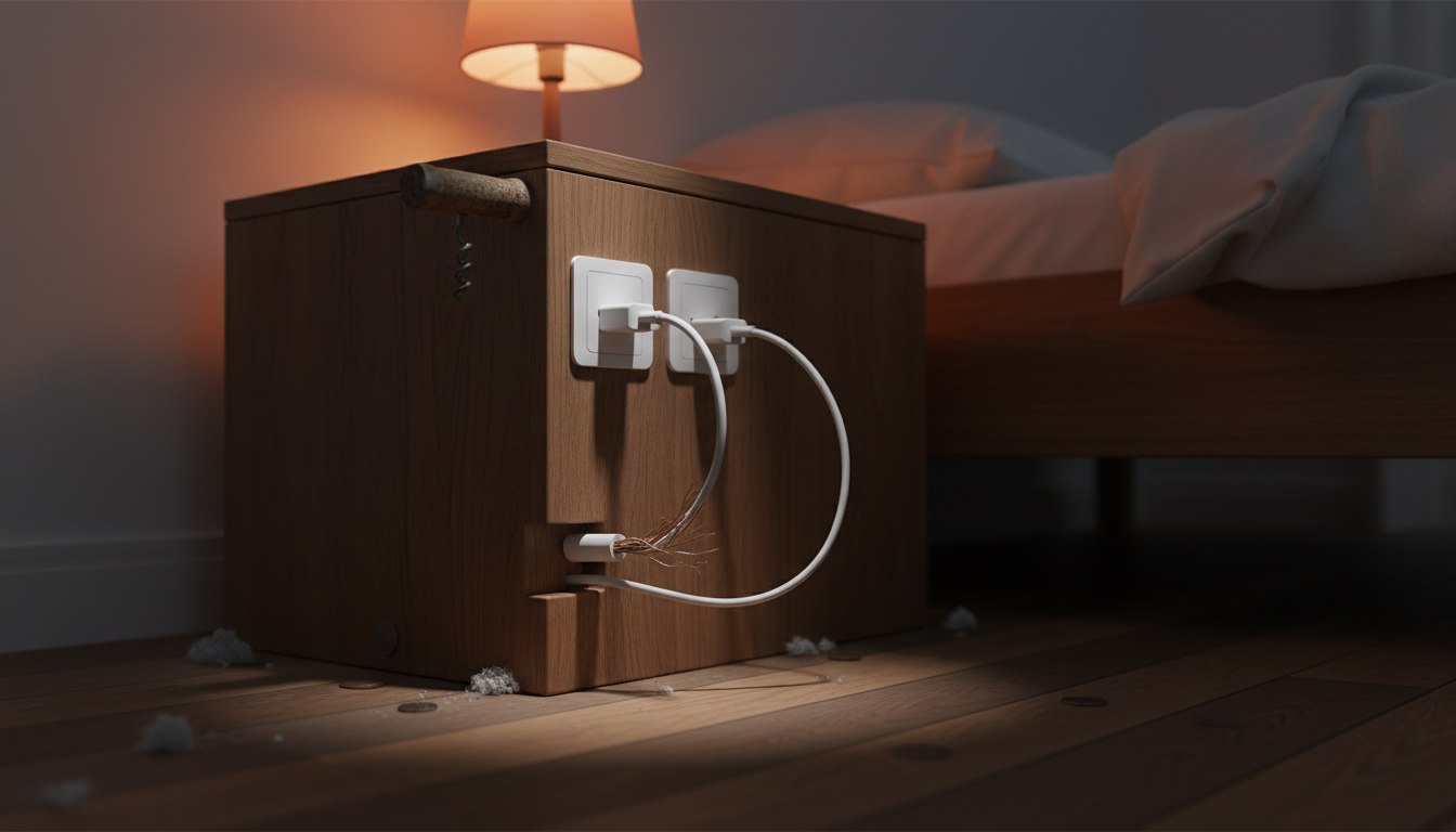 Der schleichende Tod des Ladekabels hinter dem Nachttisch