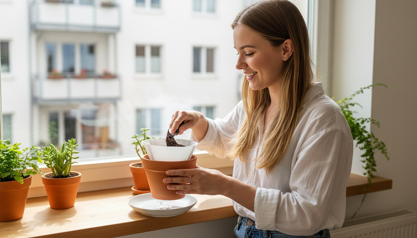 Warum ein einfacher Kaffeefilter für mehr Ordnung auf der Fensterbank sorgt